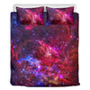 Red Purple Nebula Galaxy Space Print Duvet Cover Bedding Set