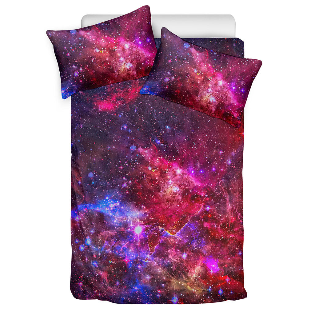 Red Purple Nebula Galaxy Space Print Duvet Cover Bedding Set