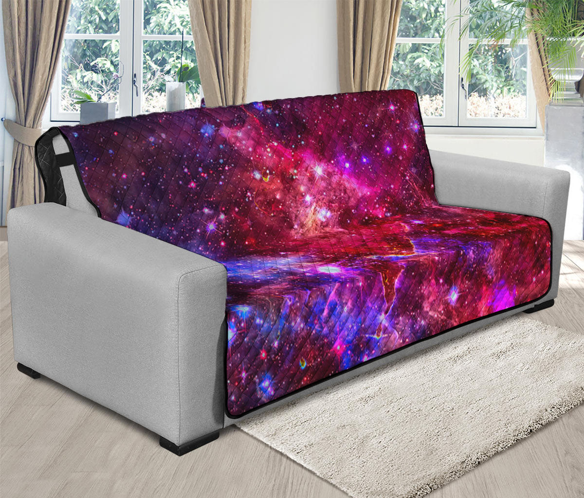 Red Purple Nebula Galaxy Space Print Futon Protector