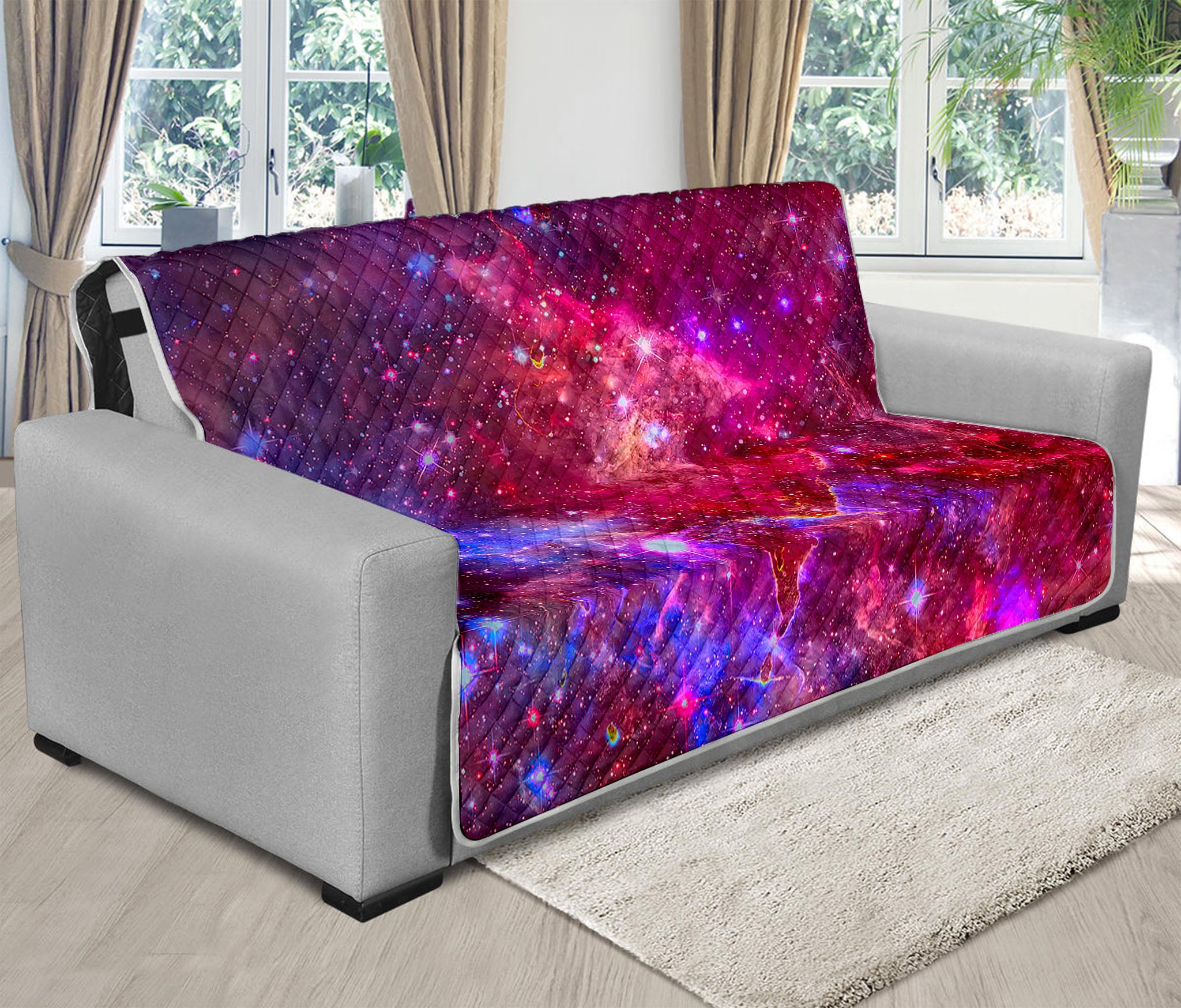 Red Purple Nebula Galaxy Space Print Futon Protector