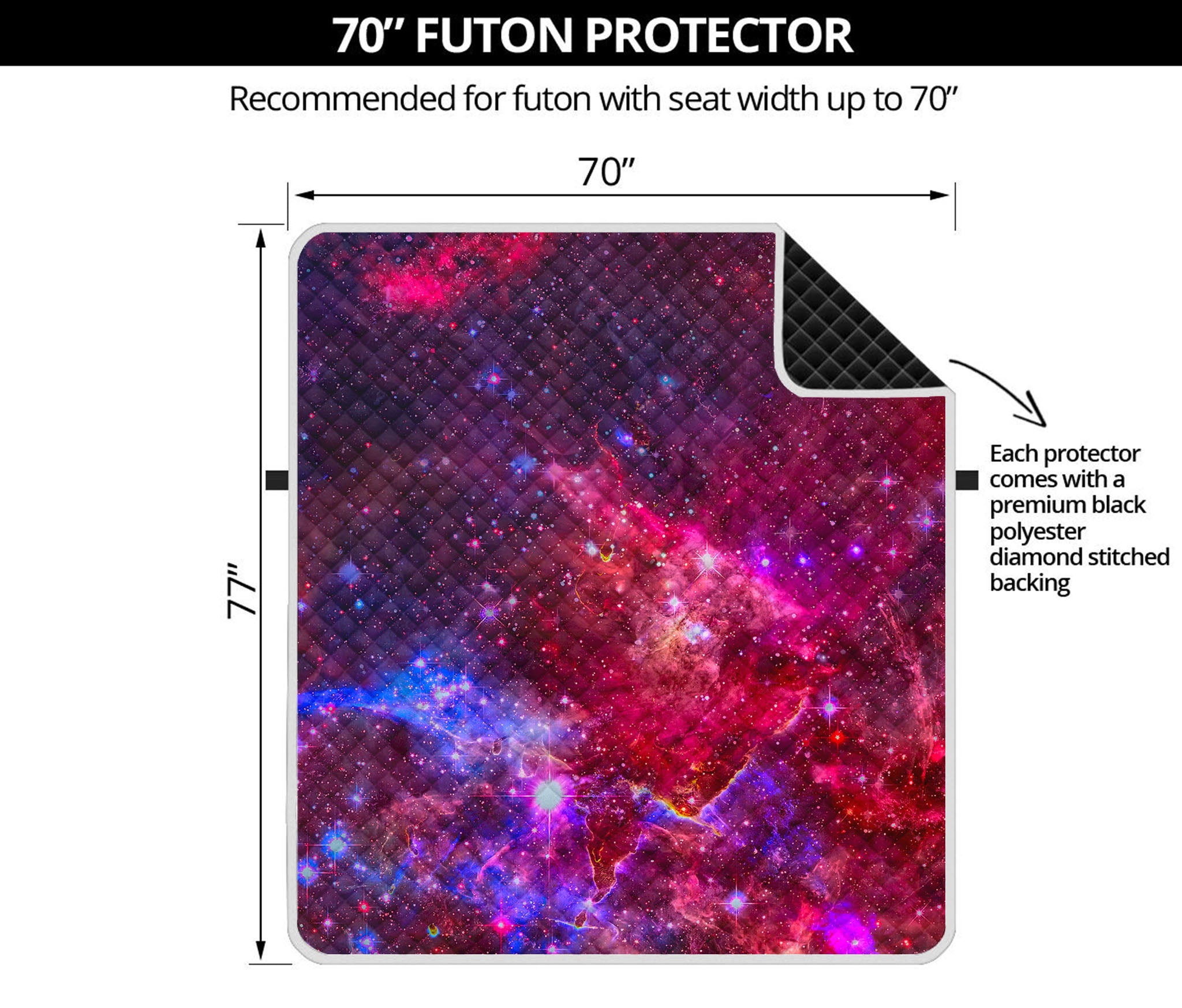 Red Purple Nebula Galaxy Space Print Futon Protector