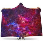 Red Purple Nebula Galaxy Space Print Hooded Blanket