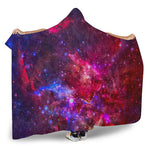Red Purple Nebula Galaxy Space Print Hooded Blanket