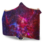 Red Purple Nebula Galaxy Space Print Hooded Blanket