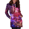 Red Purple Nebula Galaxy Space Print Hoodie Dress GearFrost