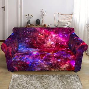 Red Purple Nebula Galaxy Space Print Loveseat Slipcover