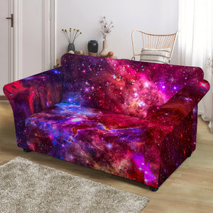 Red Purple Nebula Galaxy Space Print Loveseat Slipcover