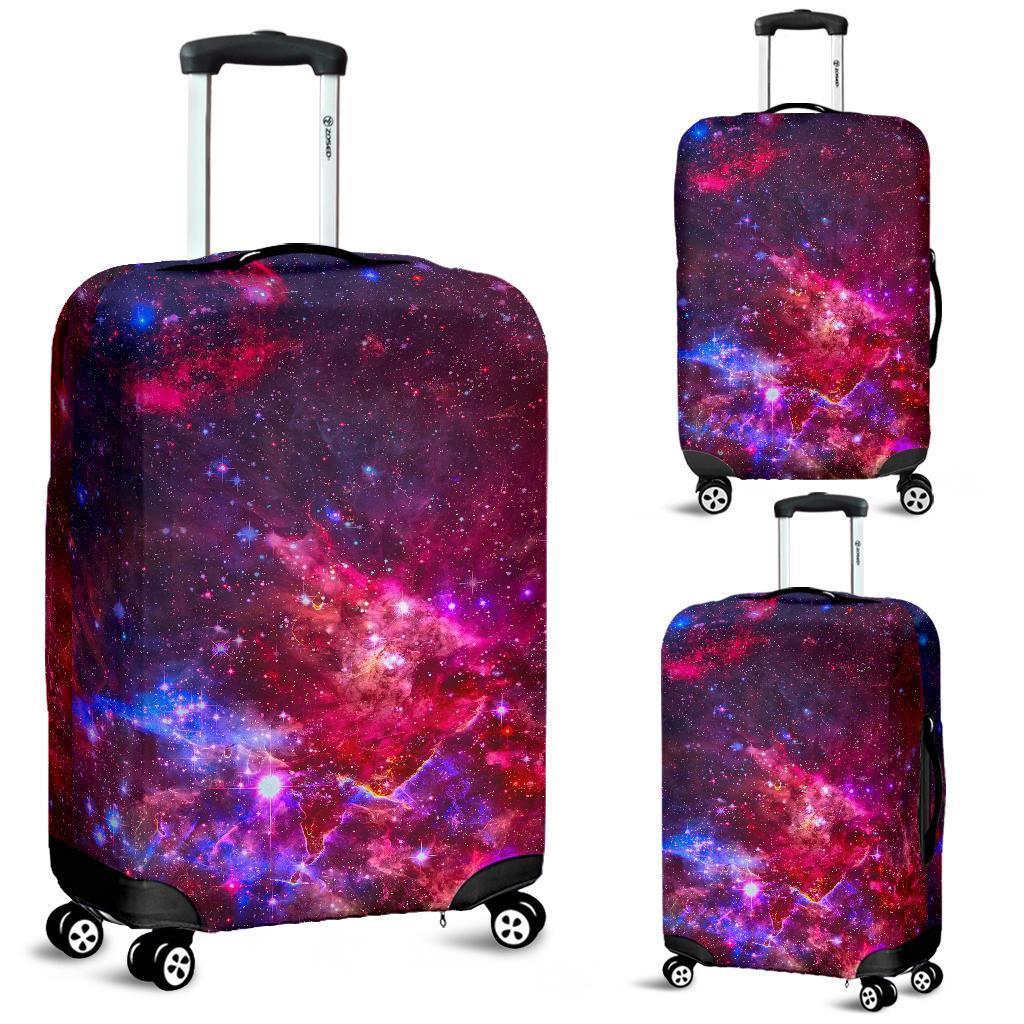 Red Purple Nebula Galaxy Space Print Luggage Cover GearFrost