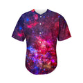 Red Purple Nebula Galaxy Space Print Men's Baseball Jersey