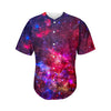 Red Purple Nebula Galaxy Space Print Men's Baseball Jersey