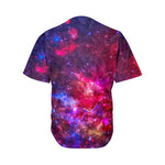 Red Purple Nebula Galaxy Space Print Men's Baseball Jersey