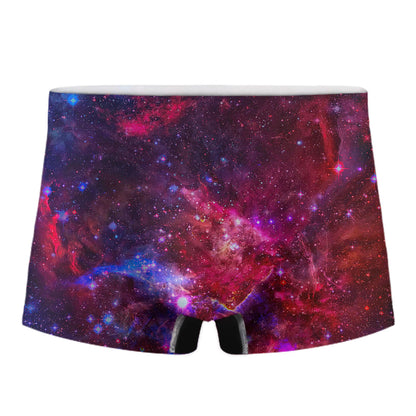Red Purple Nebula Galaxy Space Print Men's Boxer Briefs
