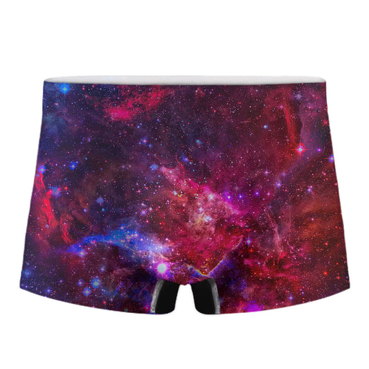 Red Purple Nebula Galaxy Space Print Men's Boxer Briefs