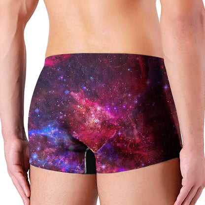 Red Purple Nebula Galaxy Space Print Men's Boxer Briefs