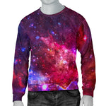 Red Purple Nebula Galaxy Space Print Men's Crewneck Sweatshirt GearFrost