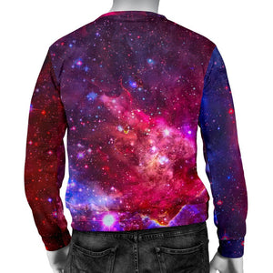 Red Purple Nebula Galaxy Space Print Men's Crewneck Sweatshirt GearFrost