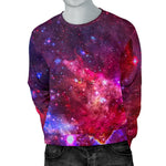 Red Purple Nebula Galaxy Space Print Men's Crewneck Sweatshirt GearFrost