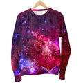 Red Purple Nebula Galaxy Space Print Men's Crewneck Sweatshirt