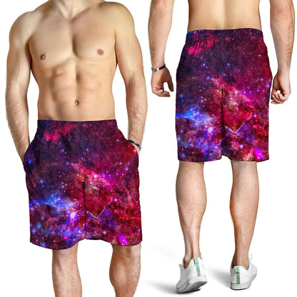 Red Purple Nebula Galaxy Space Print Men's Shorts