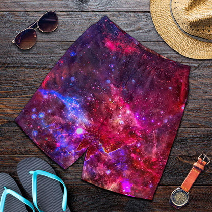 Red Purple Nebula Galaxy Space Print Men's Shorts