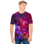 Red Purple Nebula Galaxy Space Print Men's T-Shirt