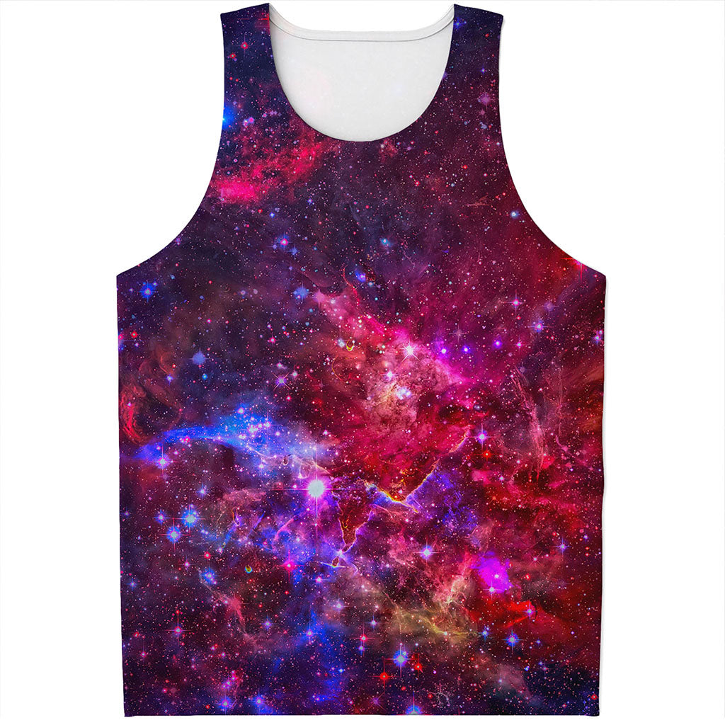 Red Purple Nebula Galaxy Space Print Men's Tank Top