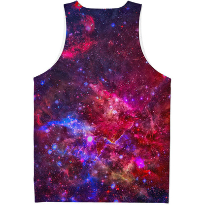 Red Purple Nebula Galaxy Space Print Men's Tank Top