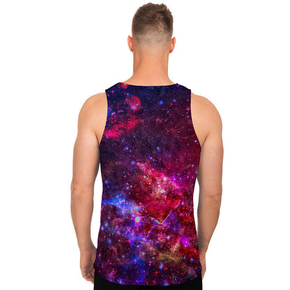 Red Purple Nebula Galaxy Space Print Men's Tank Top