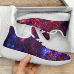 Red Purple Nebula Galaxy Space Print Mesh Knit Shoes GearFrost