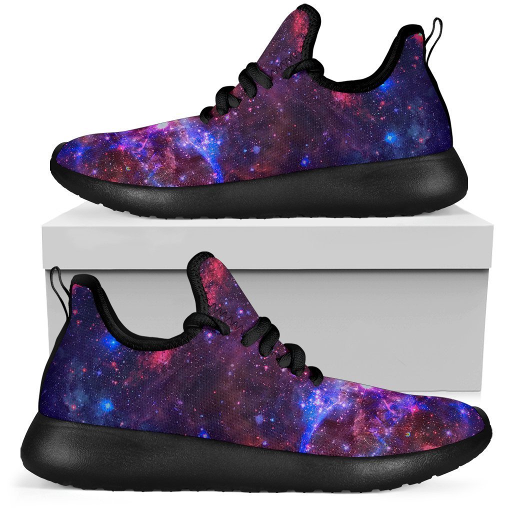 Red Purple Nebula Galaxy Space Print Mesh Knit Shoes GearFrost