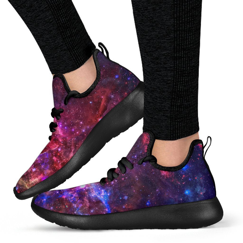 Red Purple Nebula Galaxy Space Print Mesh Knit Shoes GearFrost