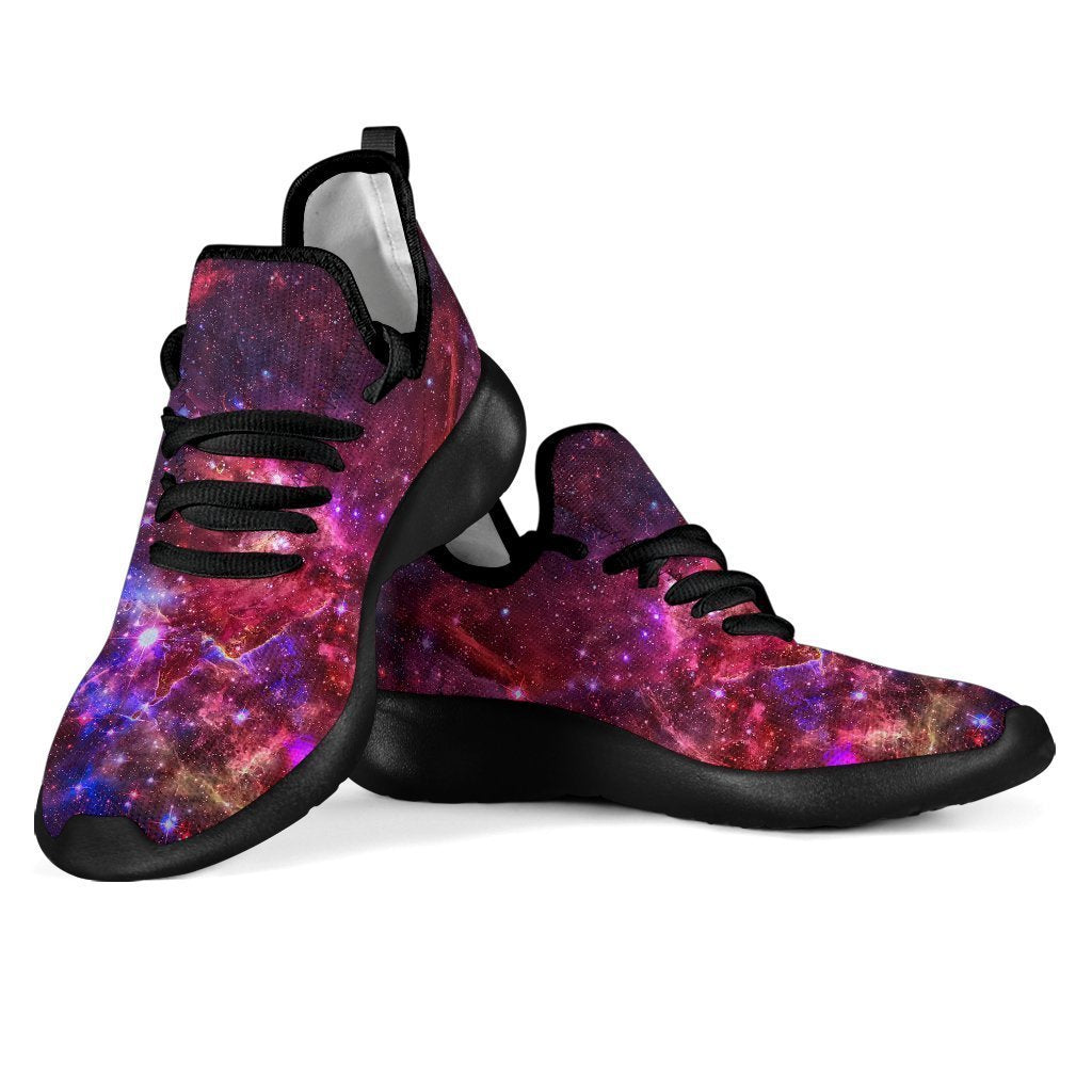 Red Purple Nebula Galaxy Space Print Mesh Knit Shoes GearFrost