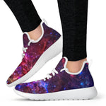 Red Purple Nebula Galaxy Space Print Mesh Knit Shoes GearFrost