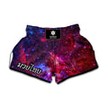 Red Purple Nebula Galaxy Space Print Muay Thai Boxing Shorts