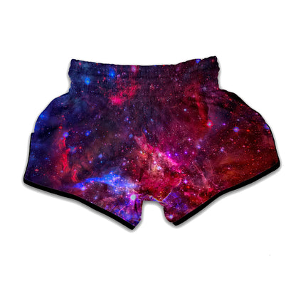 Red Purple Nebula Galaxy Space Print Muay Thai Boxing Shorts