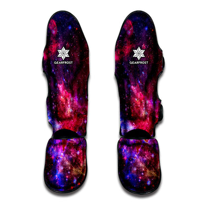 Red Purple Nebula Galaxy Space Print Muay Thai Shin Guard
