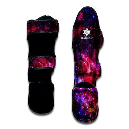 Red Purple Nebula Galaxy Space Print Muay Thai Shin Guard