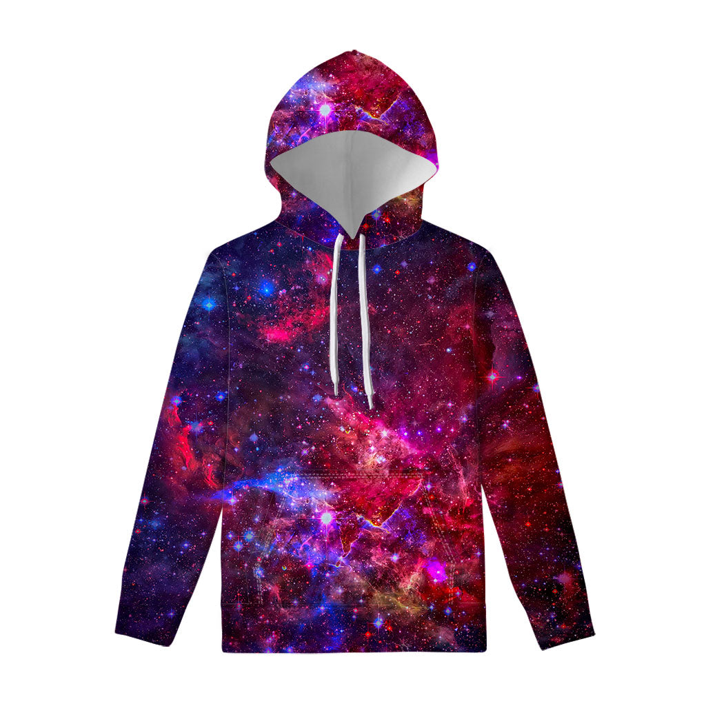 Red Purple Nebula Galaxy Space Print Pullover Hoodie