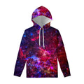 Red Purple Nebula Galaxy Space Print Pullover Hoodie