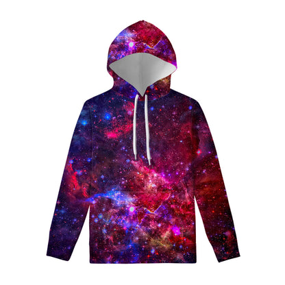 Red Purple Nebula Galaxy Space Print Pullover Hoodie