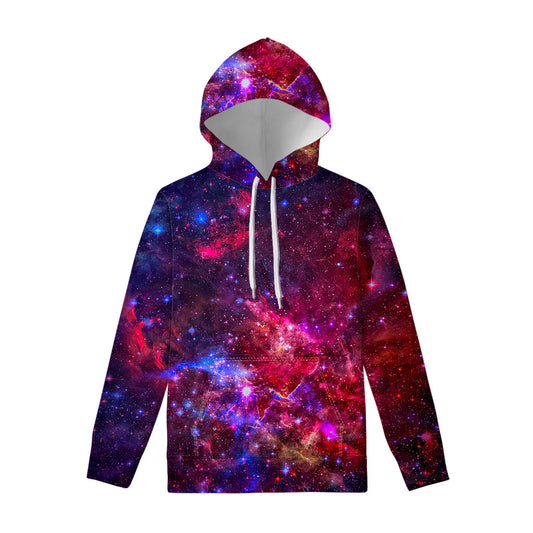 Red Purple Nebula Galaxy Space Print Pullover Hoodie