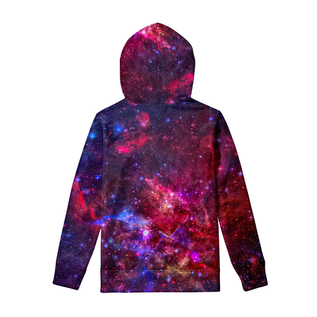 Red Purple Nebula Galaxy Space Print Pullover Hoodie
