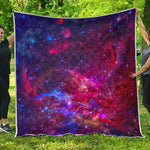 Red Purple Nebula Galaxy Space Print Quilt