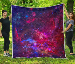 Red Purple Nebula Galaxy Space Print Quilt