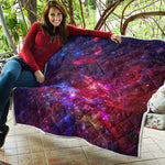 Red Purple Nebula Galaxy Space Print Quilt