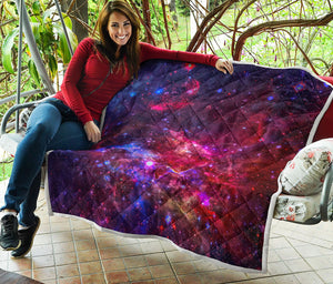 Red Purple Nebula Galaxy Space Print Quilt