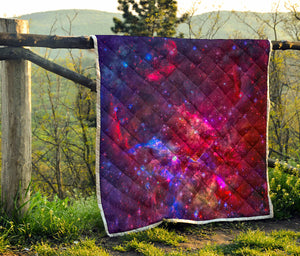 Red Purple Nebula Galaxy Space Print Quilt