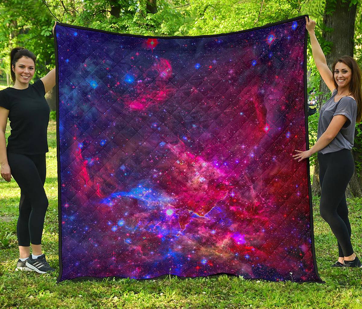 Red Purple Nebula Galaxy Space Print Quilt