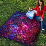 Red Purple Nebula Galaxy Space Print Quilt