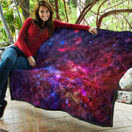 Red Purple Nebula Galaxy Space Print Quilt